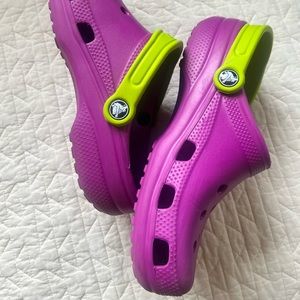 Purple fluorescent green CROCS